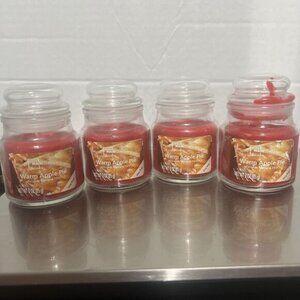 (4) WARM APPLE PIE‎ 3 oz Small JAR CANDLE Mainstays SOY WAX Single Wick Candle